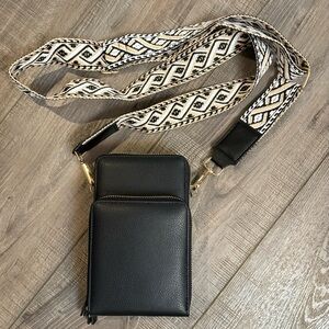 Black Faux Leather Crossbody Bag